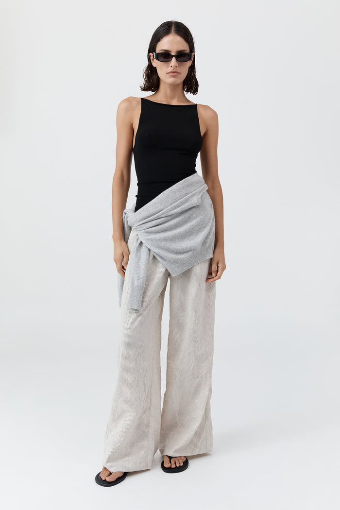 Relaxed Crushed Pant - Petite Pinstripe
