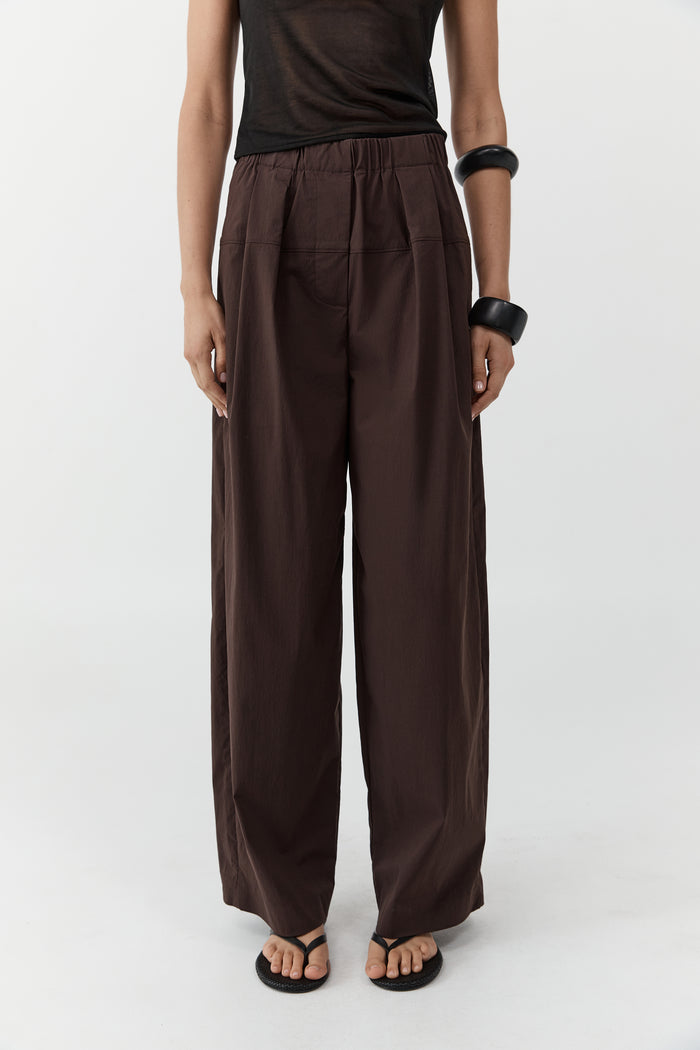 Relaxed Pleat Pants - Bark