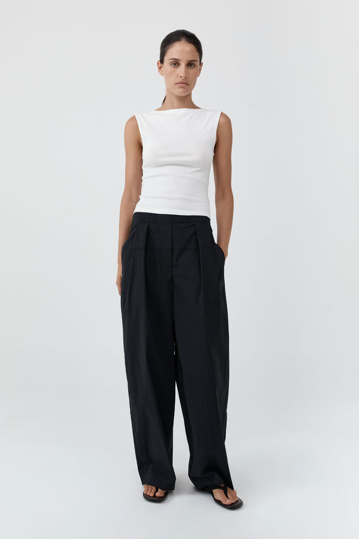 Relaxed Pleat Pants - Black