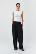 Relaxed Pleat Pants - Black