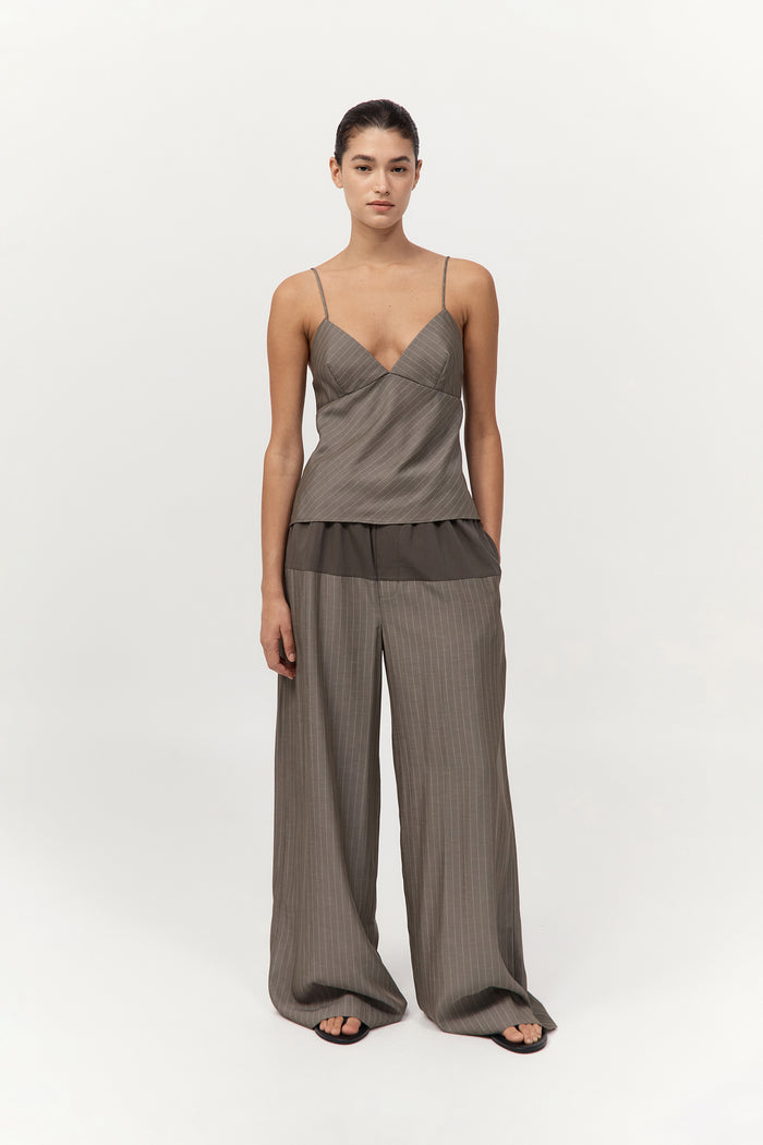 Relaxed Splice Pants - Khaki Pinstripe
