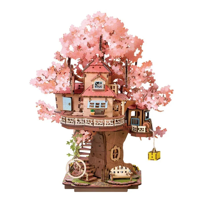 Robotime Sakura Tree House Model Kits 3D Wooden Puzzles Home Decor Gift Women Girls Boys for Adults