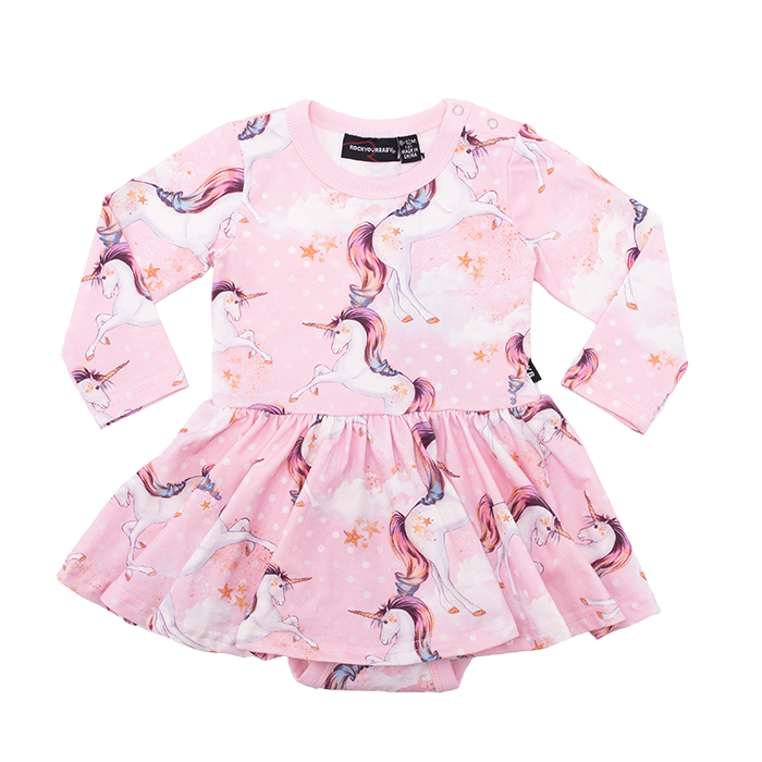 Rock Your Baby L/S Waisted Dress - Stargazer (Size 3M-24M)