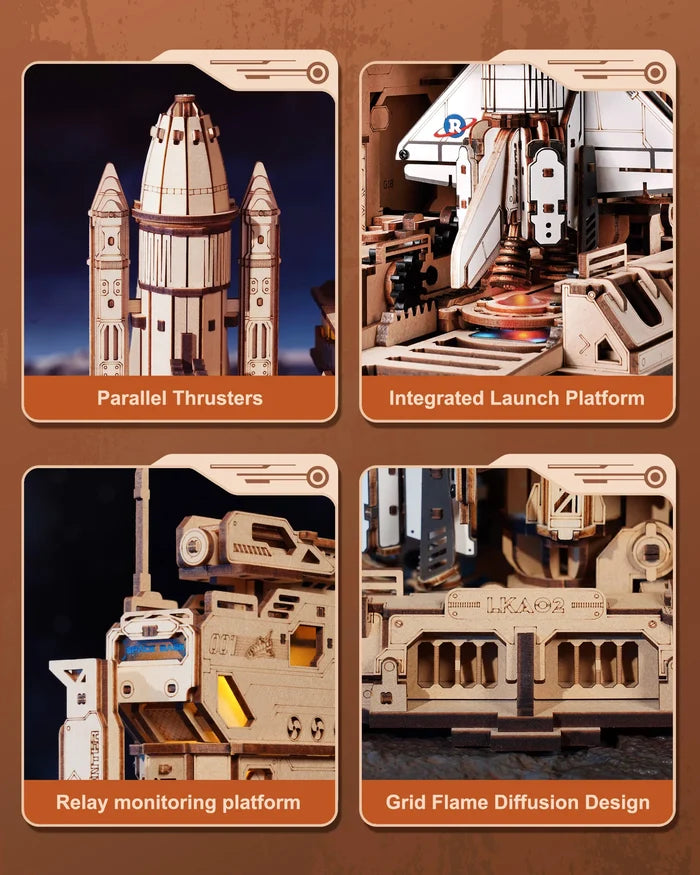 ROKR 3D Wooden Puzzle Space Shuttle Model Kits To Build STEM Toy Gift LKA02 For Adults