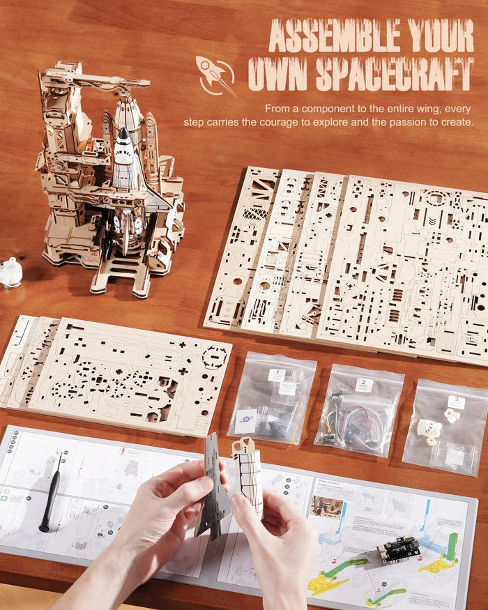 ROKR 3D Wooden Puzzle Space Shuttle Model Kits To Build STEM Toy Gift LKA02 For Adults