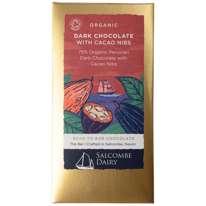 Salcombe Dairy Organic Dark Chocolate with Nibs Bar 75g