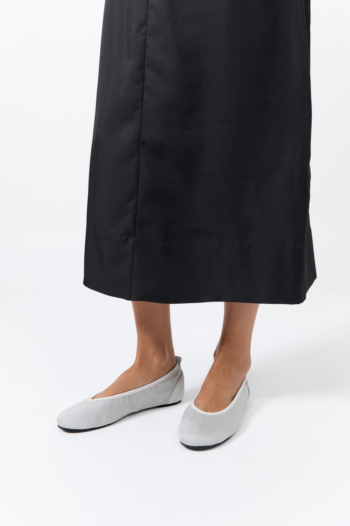 Satin Ballet Flat - Silver