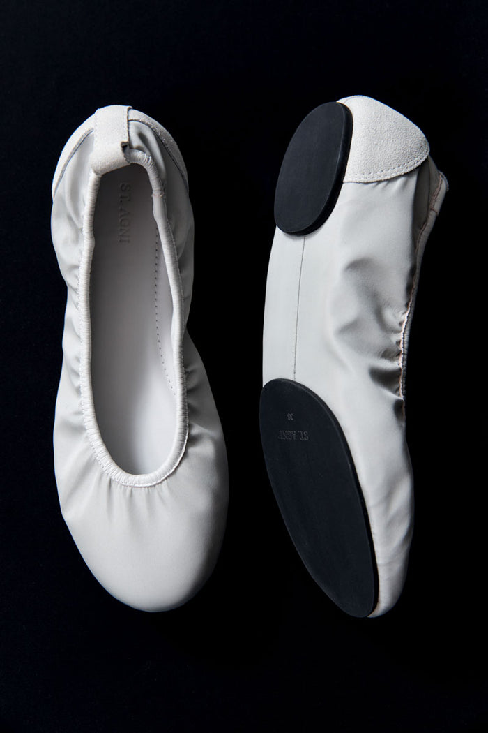 Satin Ballet Flat - Silver