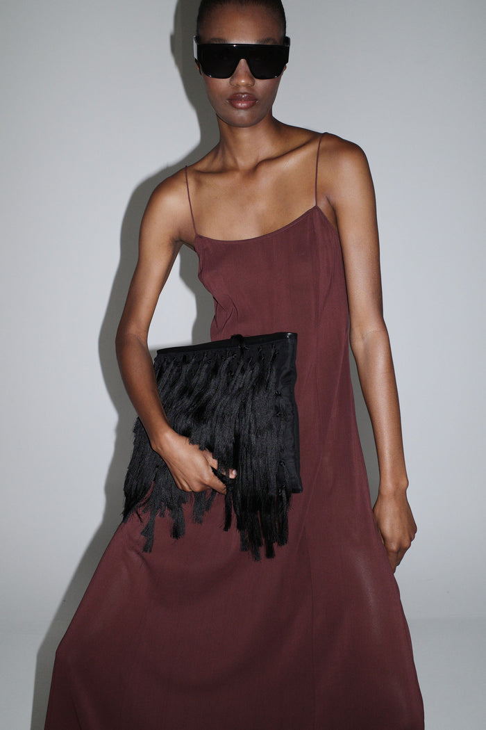 Sheer Silk Slip Dress - Liqueur
