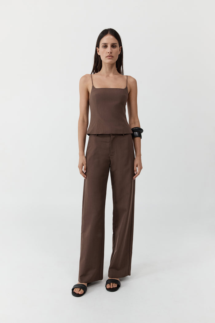Silk Canvas Cami - Mud