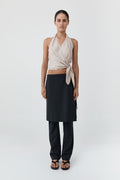 Silk Halter Wrap Top - Soft Ash