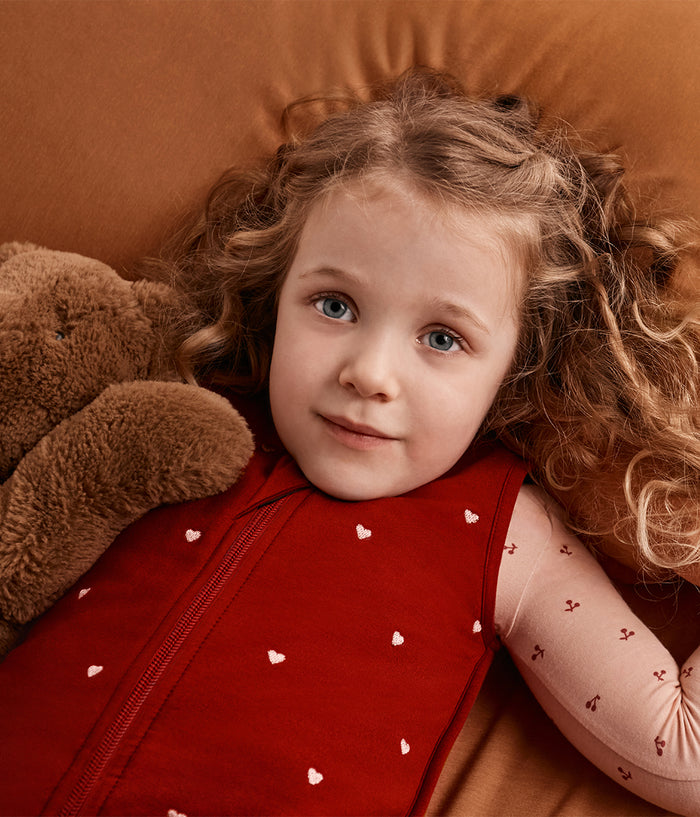 Sleep Bag Bundle | 1.5 TOG | Maroon Hearts | Buff Twinkle