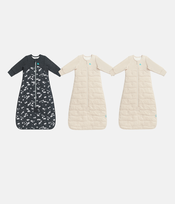 Sleep Bag Bundle | 3.5 TOG | Charcoal Sheep | Oatmeal Moon