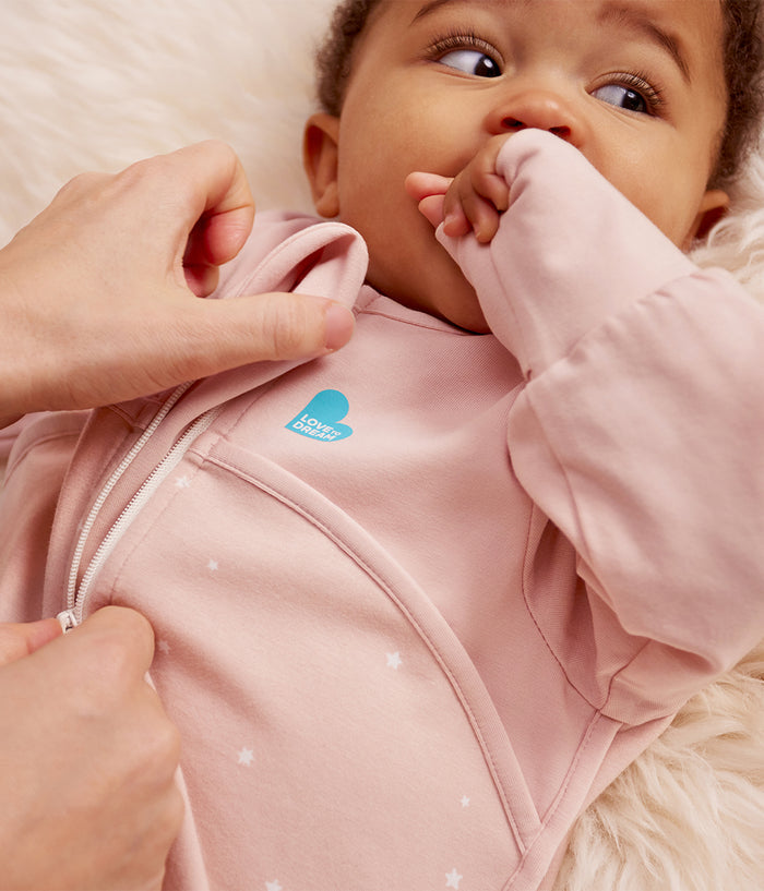 Sleep Bag Long Sleeve 1.0 TOG Cotton Powder Pink Twinkle
