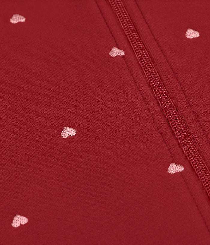 Sleep Bag Sleeveless 1.5 TOG Cotton Maroon Hearts Embroidery