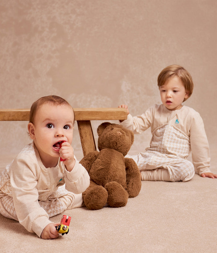 Sleep Suit Long Sleeve 1.0 TOG Cotton Tan Houndstooth