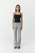 Slim Square Neck Knit Top - Black