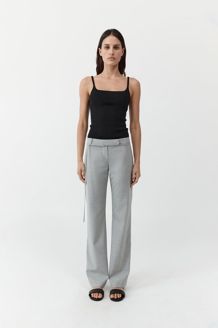 Slim Square Neck Knit Top - Black