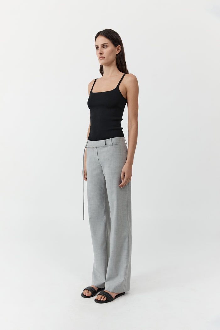 Slim Square Neck Knit Top - Black