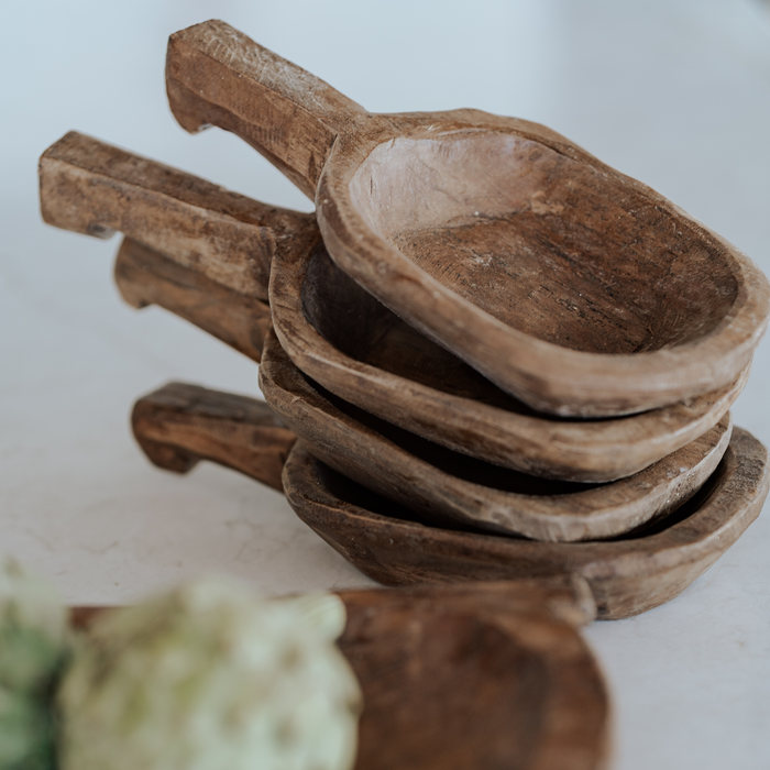Small Carved Wooden Bowl with Handle
