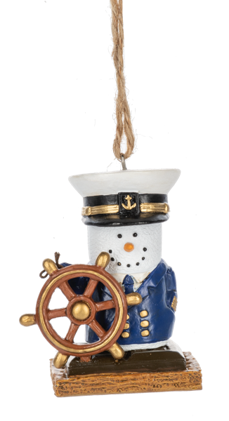 Smore Ship Captain Ornament Wearing Captain Hat with The Helm Of The Ship