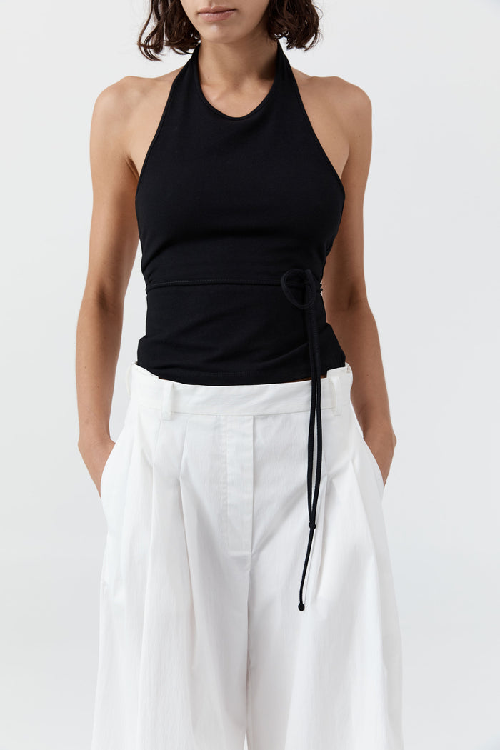 Soft Jersey Halter Top - Jet Black