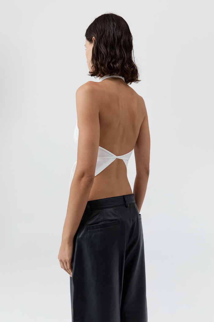 Soft Jersey Halter Top - White