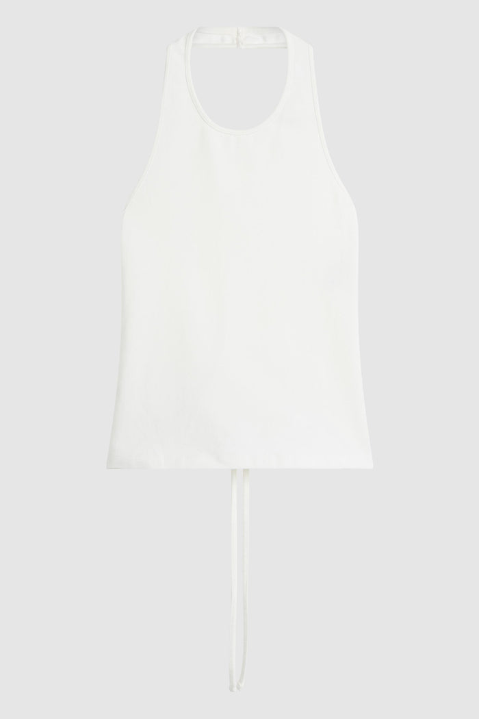 Soft Jersey Halter Top - White