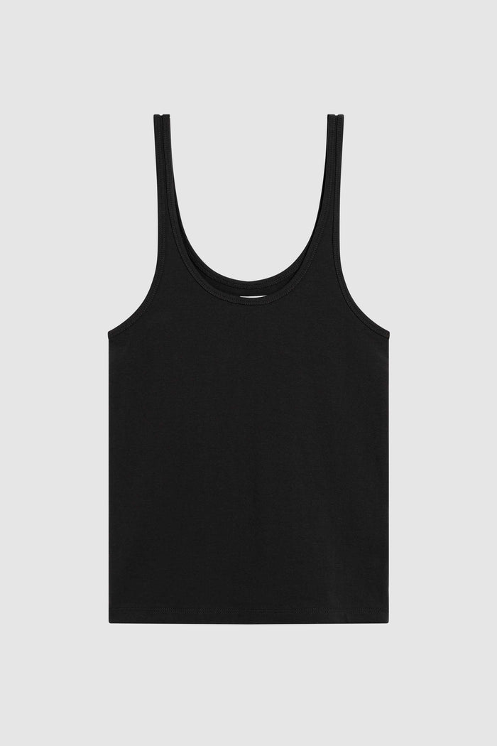 Soft Jersey Slim Scoop Tank - Jet Black