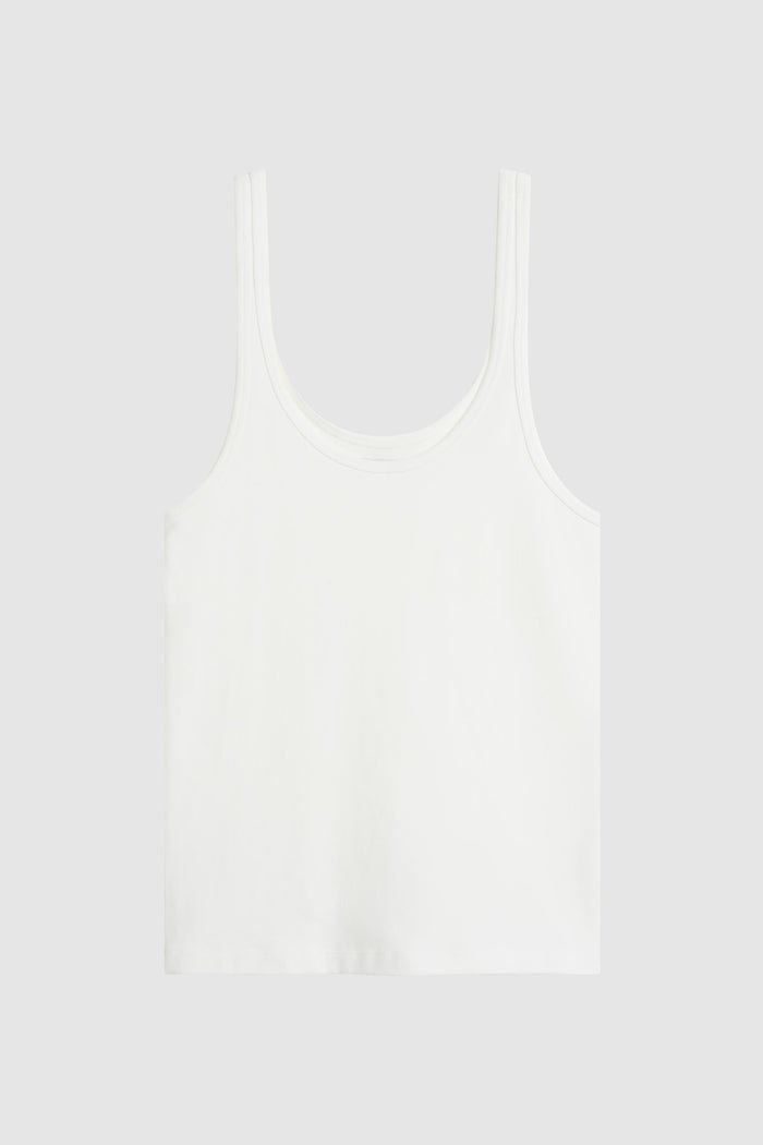 Soft Jersey Slim Scoop Tank - White