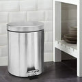 Stainless Steel 5 Litre - Silver Soft Close Pedal Dustbin Matte Finish With Plastic Bucket Inside