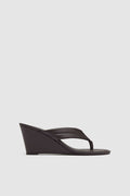 Stitch Detail Thong Wedge - Coffee
