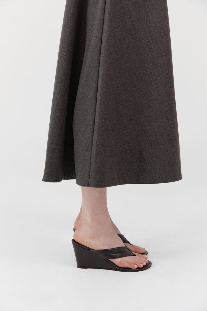 Stitch Detail Thong Wedge - Coffee