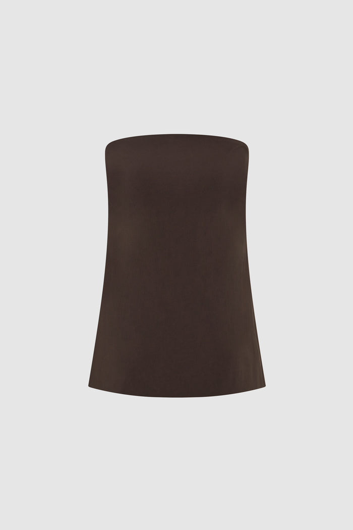 Strapless Rouleau Tie Top - Bark