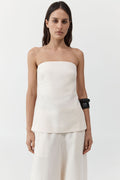 Strapless Rouleau Tie Top - Ivory