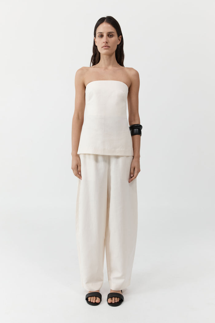 Strapless Rouleau Tie Top - Ivory