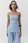 Strapless Tie Back Top - Sky