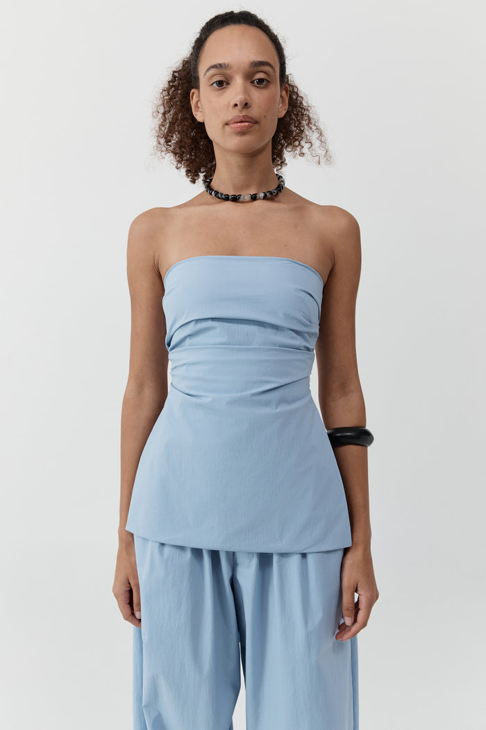 Strapless Tie Back Top - Sky