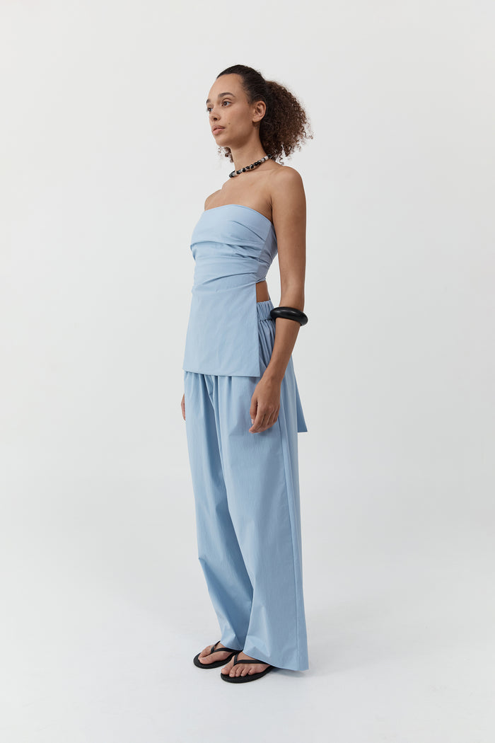 Strapless Tie Back Top - Sky