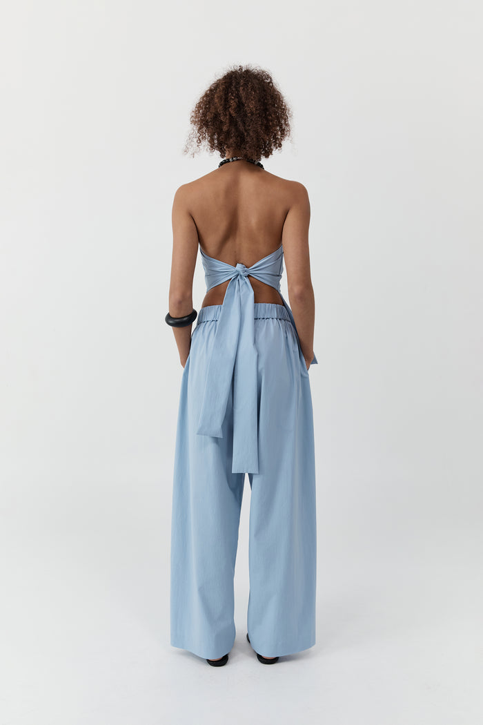 Strapless Tie Back Top - Sky