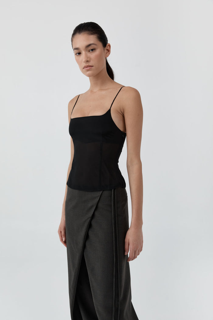 Stretch Silk Cami - Black
