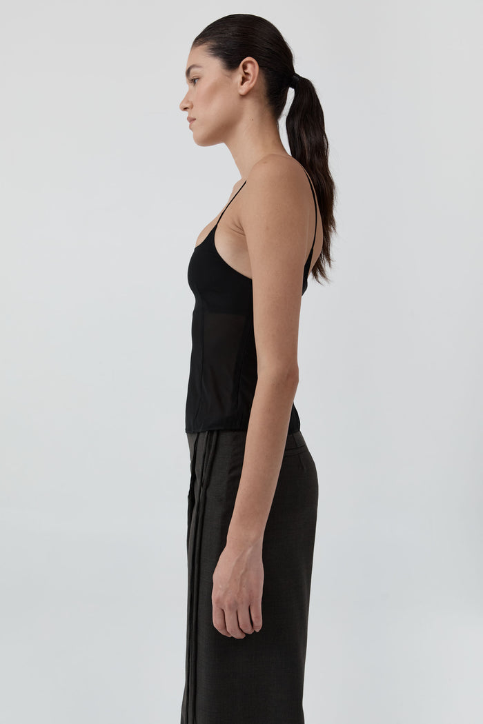 Stretch Silk Cami - Black