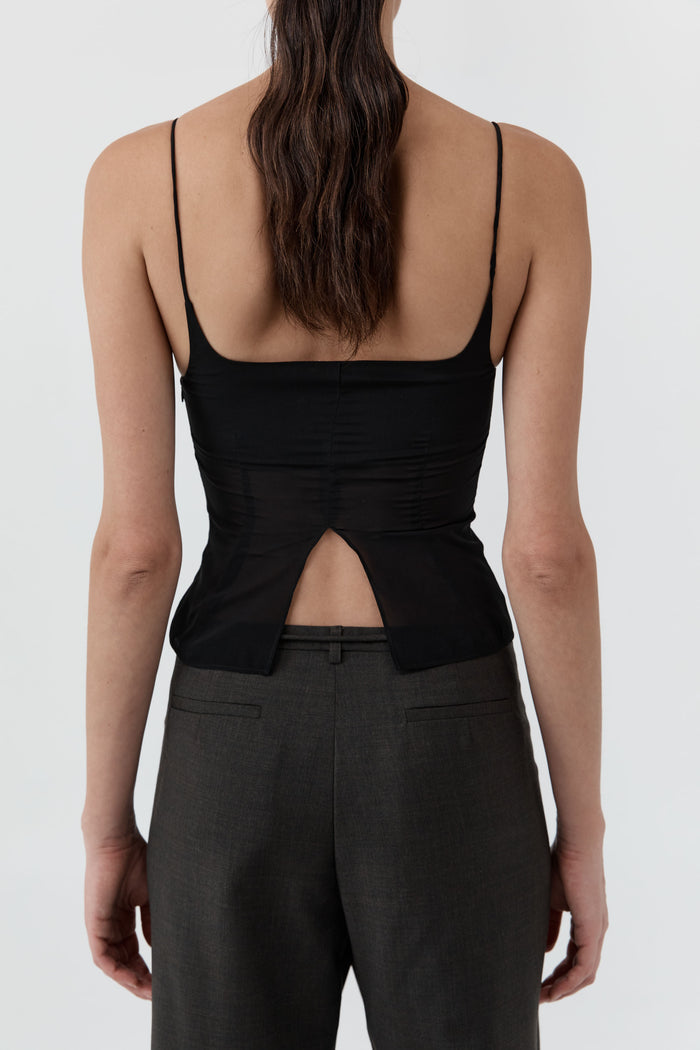 Stretch Silk Cami - Black