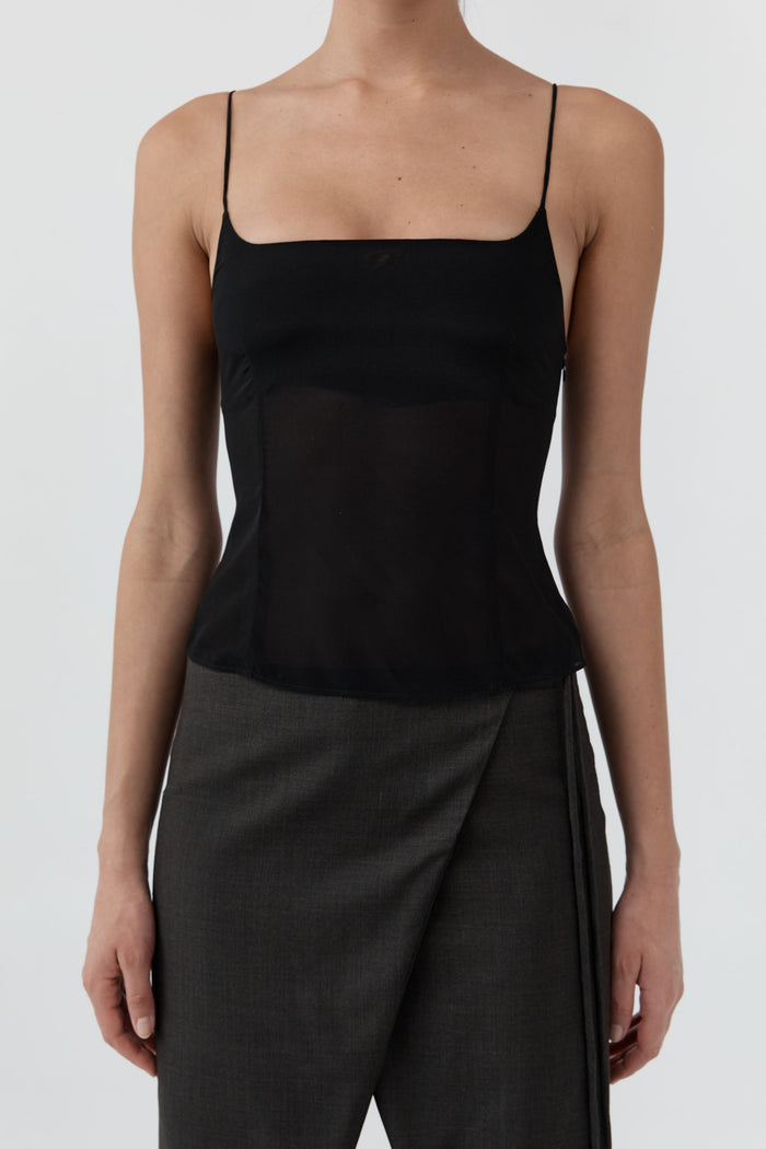 Stretch Silk Cami - Black