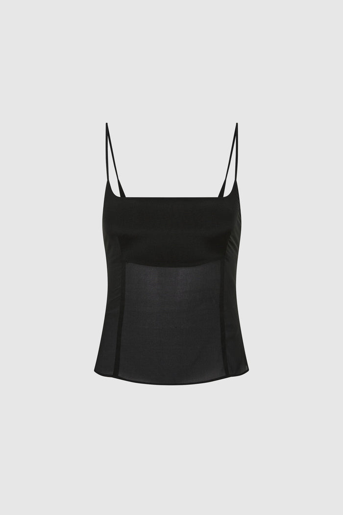 Stretch Silk Cami - Black