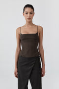 Stretch Silk Cami - Cedar