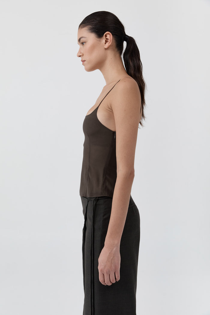 Stretch Silk Cami - Cedar