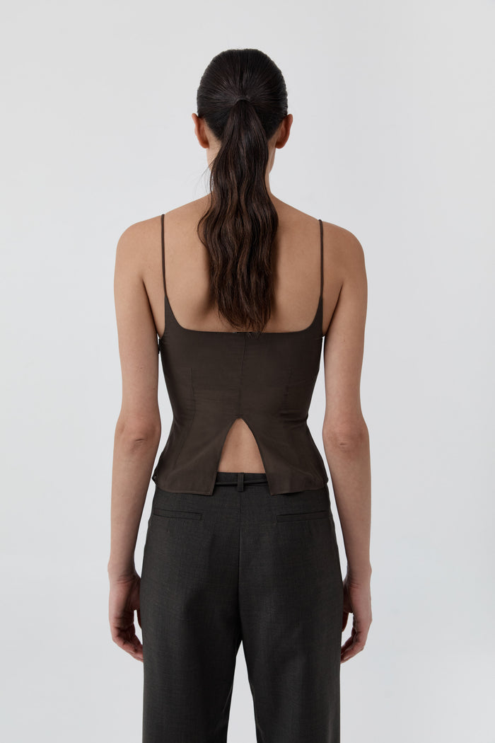 Stretch Silk Cami - Cedar