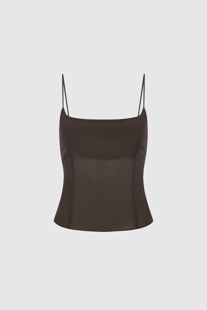 Stretch Silk Cami - Cedar