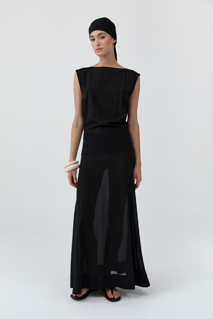 Stretch Silk Scarf - Black